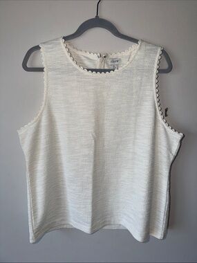 J. Crew Cream Scallop Trim Sleeveless Tank
